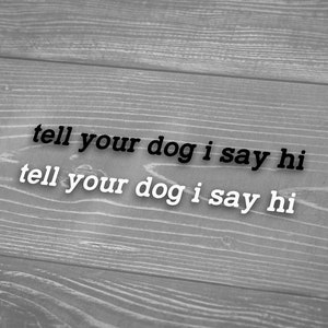 Dites à votre chien que je dis bonjour - Autocollant pour chien - Vinyle - Doggo - Pupper - Party Dog - Décalcomanie