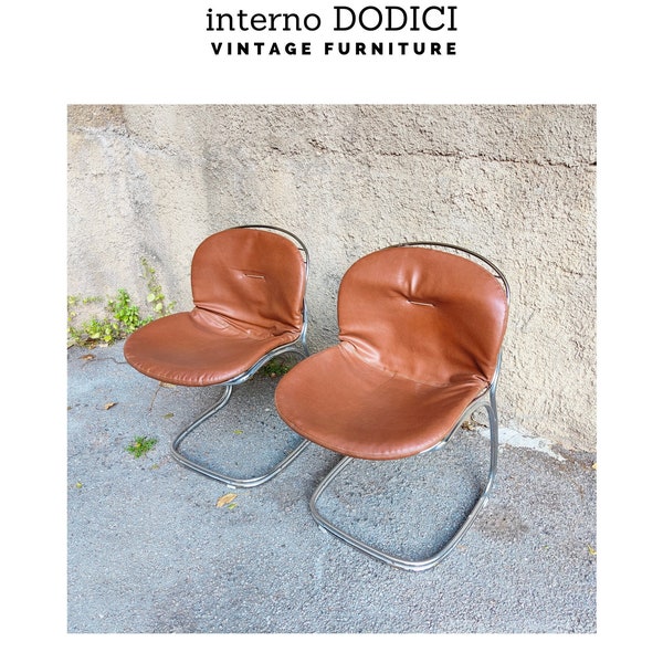 Suite de 2 chaises Gastone Rinaldi en acier chromé pour Rima - Italie 1970