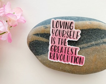 Love Revolution Waterproof Die Cut Vinyl Sticker, Self Love Inspiration Sticker, Laptop and Water Bottle Decal