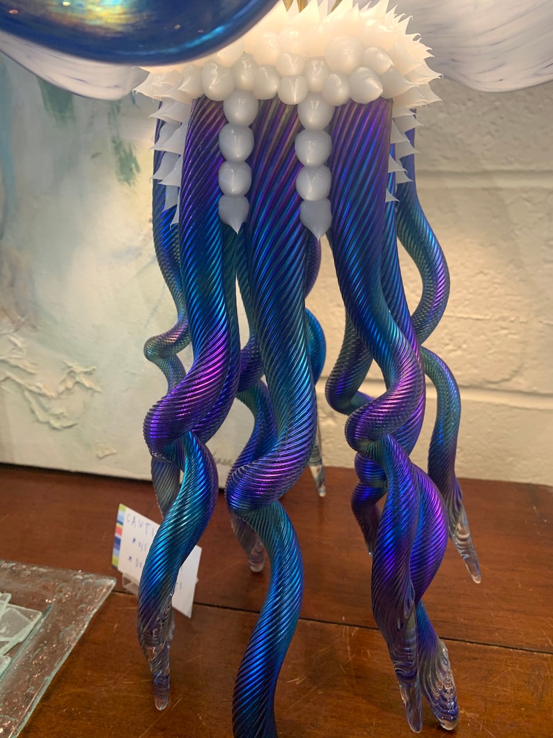 Iridescent Glass Jellyfish Lamp Etsy Singapore
