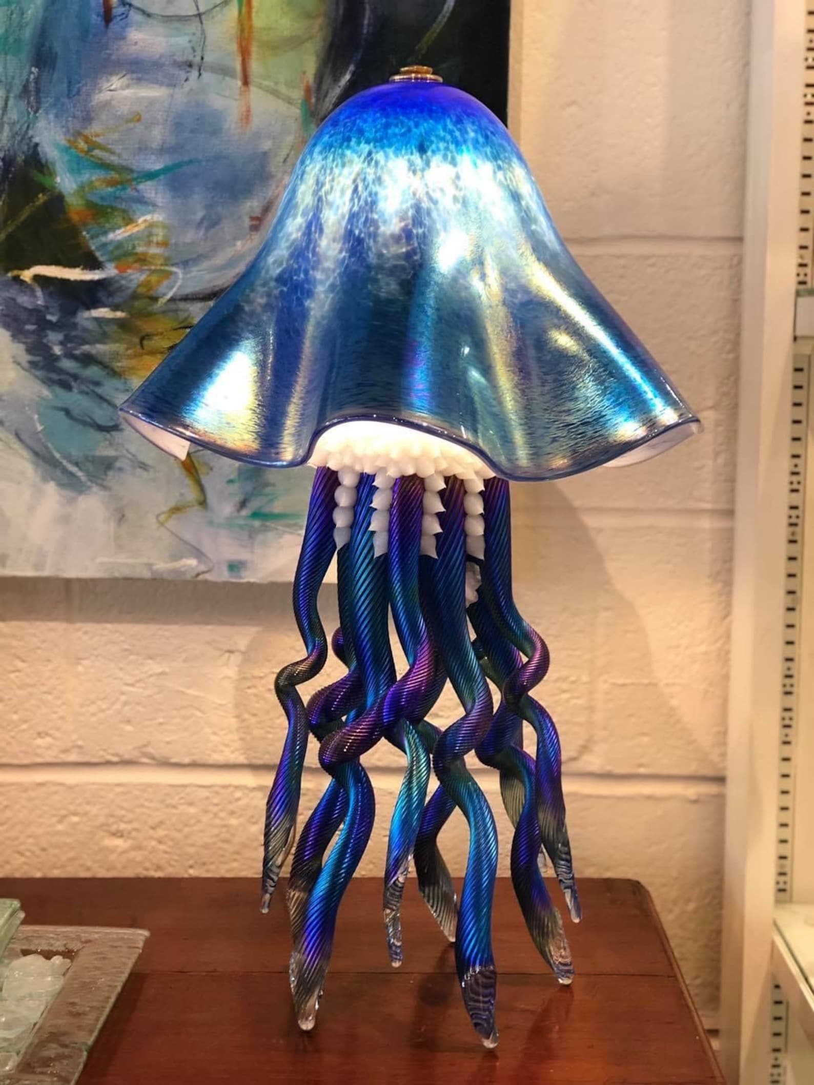 Iridescent Glass Jellyfish Lamp Etsy Singapore