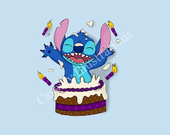 Stitch Sticker/ Disney Sticker/ Disney Stitch Sticker/ Lily and Stitch/ Stitch Birthday/ Stitch Illustration/Stitch drawing/ Cute stitch art