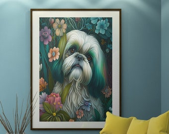 Shih tzu, Shih tzu print, downloadable print, printable, abstract art, Dog art print, Shih tzu dog, dog lover gift, dog, dogs, dog gift