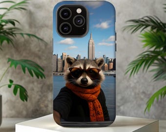 Cool Raccoon Selfie Tough Phone Case, Tough Phone Cover for iPhone, Samsung and Pixel, Funny Raccoon, Raccoon Lover, Raccoon Case