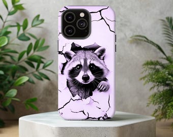 Cute Raccoon Tough Phone Case,  Lavender Tough Phone Cover for iPhone, Samsung and Pixel, Animal Lover Gift, Raccoon Lover, Raccoon Design