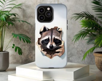 Painted Raccoon Phone Case: Dual Tough Layer iPhone, Samsung, Pixel