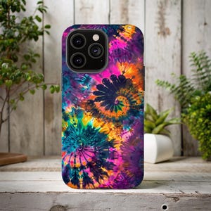 Robuste Neon-Tie-Dye-Handyhülle: Stoßfeste Polycarbonatschale