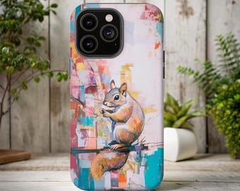 Abstract Squirrel Tough Phone Case: Protective Animal Lover Gift