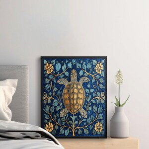 Turtle Wall Art Print, Sea Turtle Poster, Ocean Animal Decor, Nautical Wall Print, Underwater Themed Poster, Coastal Home Decor, Turtle Art
