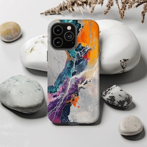 Colorful Marble Look Tough Case, Artistic Phone Case, Colorful Slim Phone Cover, Trendy Case, iPhone Case, Samsung Case, Google Pixel Case