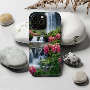 Waterfall Tough Phone Cases, Floral Phone Case, Outdoor Lover Gift, Nature Photography Case, Spring Aesthetic Floral Case, iPhone Case