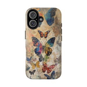 Butterfly Phone Case, Art Nouveau Tough Phone Cover, Colorful Butterfly Gift, Butterfly Phone Protector, Protective Phone Shell, Hard Case