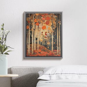 William Morris inspirierte rustikale Herbst Dekor, Herbstwald Wandkunst, Vintage botanische Kunst, elegantes saisonales Plakat, lebendiger Kunstdruck