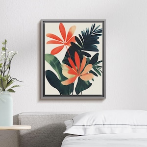 Stampa botanica astratta: stampa murale con foglie tropicali (download digitale)