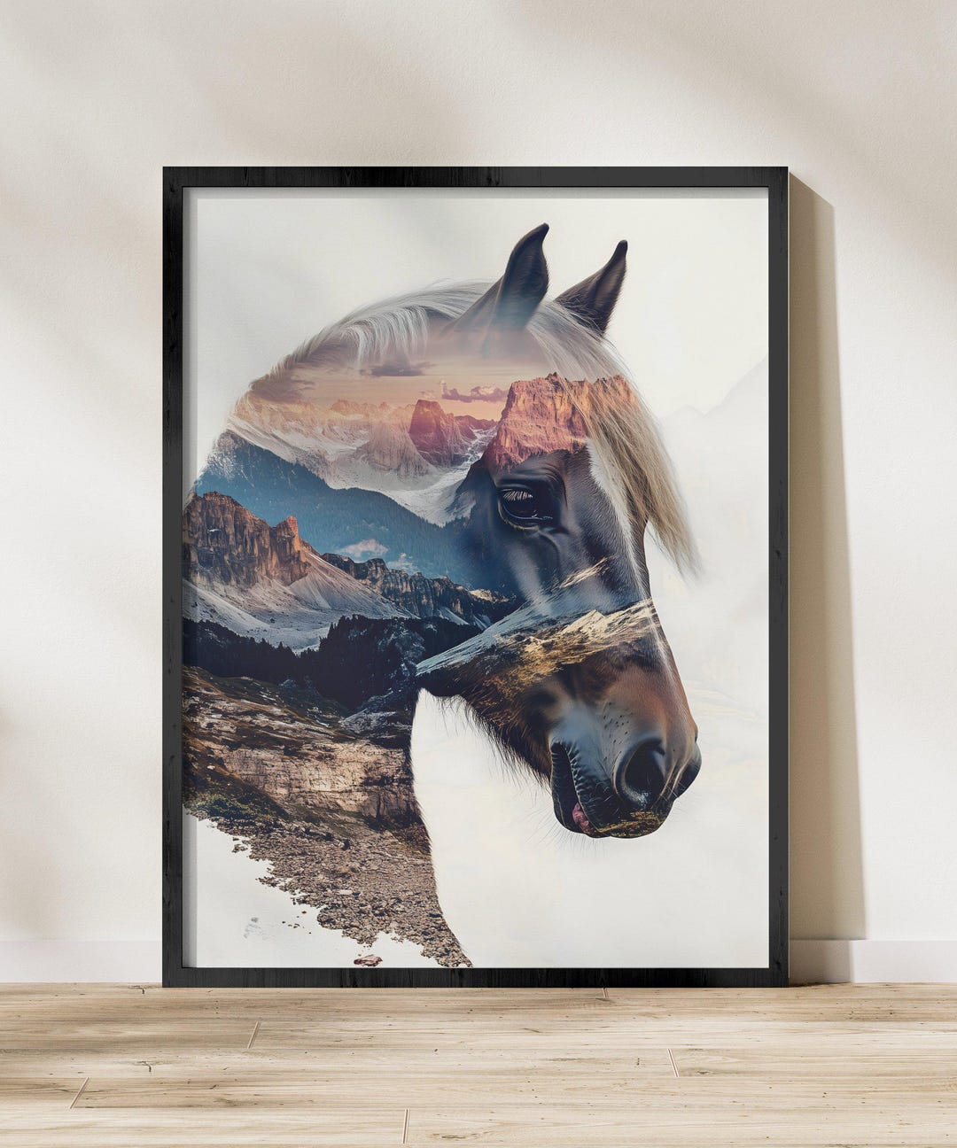 Horse Mountain Double Exposure Art Print: Nature Wall Decor (digital ...