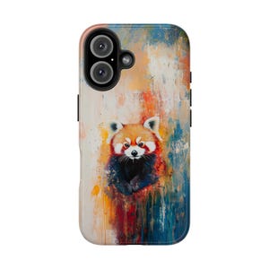 Red Panda Abstract Painting Tough Phone Case, Colorful Animal Art, Protective Phone Cover, Cute Wildlife Phone Case, Nature Lover Gift