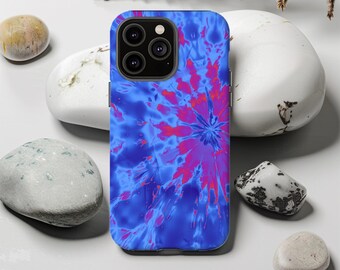 Pink & Blue Tie Dye Tough Phone Case for iPhones Samsung Galaxy and Google Pixel
