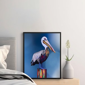 Colorful Pelican Art Print: Coastal Bird Wall Decor (Digital Download)