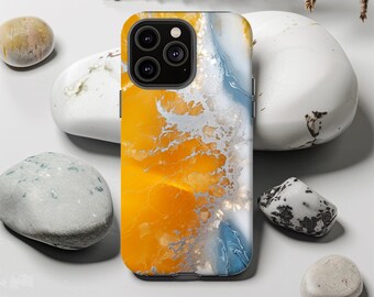 Orange and Blue Marble Tough Phone Case: iPhone, Samsung, Pixel