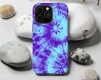 Tie Dye Tough Phone Case, Mix Blues Tie Dye Cover, Protective Phone Case, Trendy Phone Case, Vibrant Phone Skin, iPhone-Samsung Cases