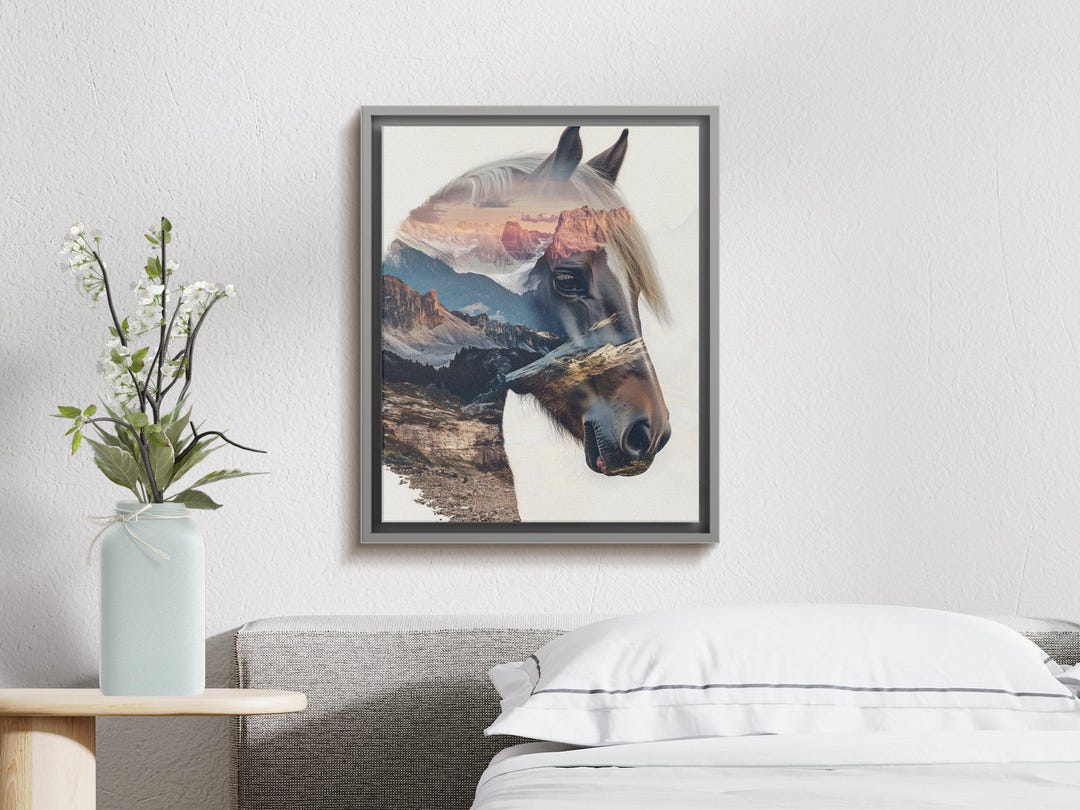 Horse Mountain Double Exposure Art Print: Nature Wall Decor (digital ...