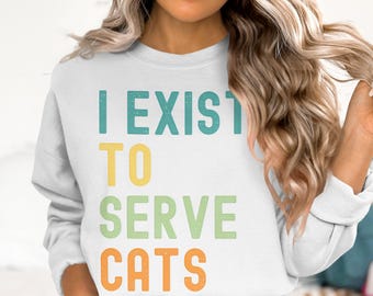 Esisto per servire i gatti, gatto divertente png, amante dei gatti png, download digitale, mamma gatto png, design di gatto carino png, design grafico di gattino, file png di gatto