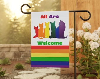 LGBTQ Welcome Garden Flag: Rainbow Pride Outdoor Decor