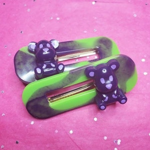 Mini Purple Bear Hair Clips
