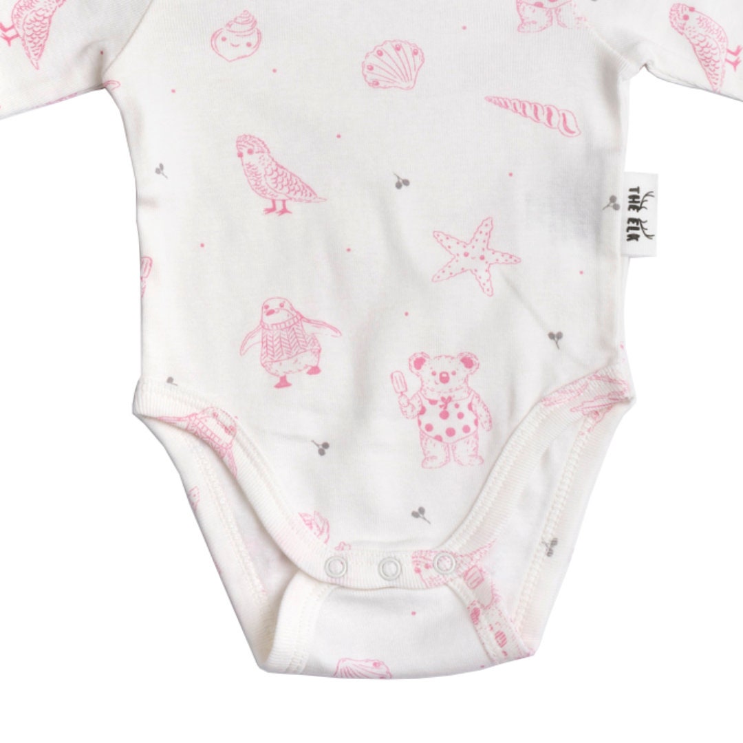 Baby Girl Full Sleeve Bodysuit Combo, Pack of Two, Newborn Pink