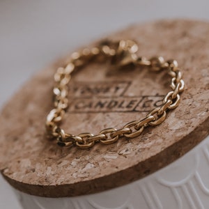 Gouden dikke kabelkettingarmband, schakelarmband, delicate ketting, gelaagde armband, alledaagse armband, eenvoudige gouden armband, Riaka