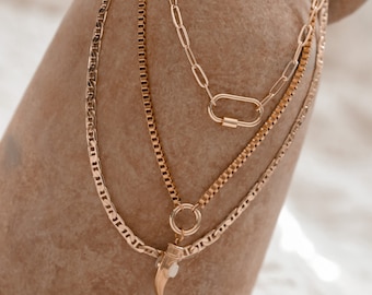 Gold Carabiner Necklace, Gold Paperclip Chain Necklace, Minimalist, Twist lock necklace, gold layering necklace, statement jewelry, 14k
