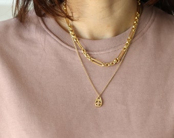 Colar de corrente de ouro grosso, colar de corrente grossa, colar de corrente de elos de meio-fio, gargantilha de corrente grossa, colar de ouro moderno, corrente rolo, Riaka