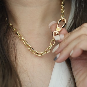 Oversized link chain, Thick Chain Necklace, Open Link Necklace, Gold Chain, Chunky cable chain, Gold Chunky Necklace, 14k gold chain