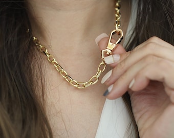 Oversized link chain, Thick Chain Necklace, Open Link Necklace, Gold Chain, Chunky cable chain, Gold Chunky Necklace, 14k gold chain
