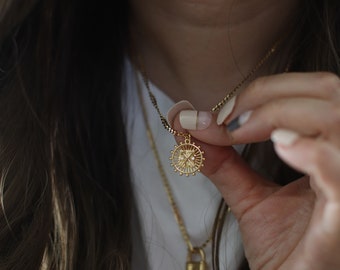 gold coin necklace, gold medallion necklace, dainty layering necklace,  minimalist necklace, modern gold necklace, boho necklace