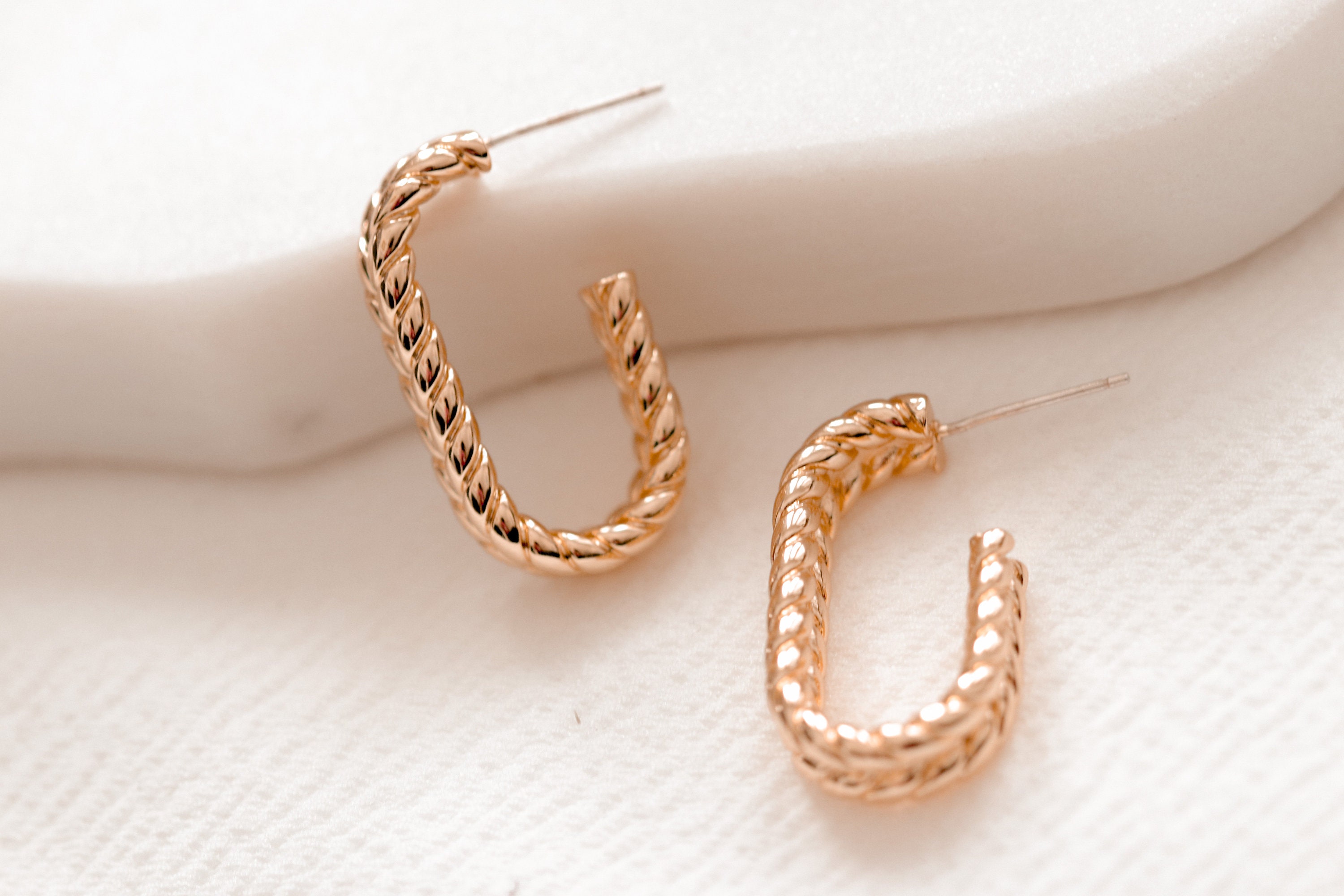 14k Gold Filled Ridged Hoop Earrings, Chunky Textured Earring Women, Gold Oval Chunky Hoop Earrings, Medium Gold Hoops, Thick Gold Hoops - Ireland