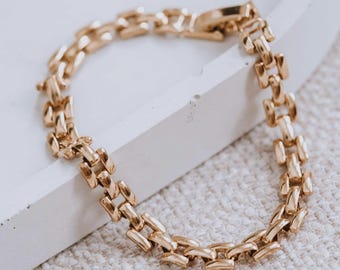 Gold link chain bracelet Gold bracelet for women chunky gold bracelet stacking bracelet minimalist bracelet gift for women everyday bracelet