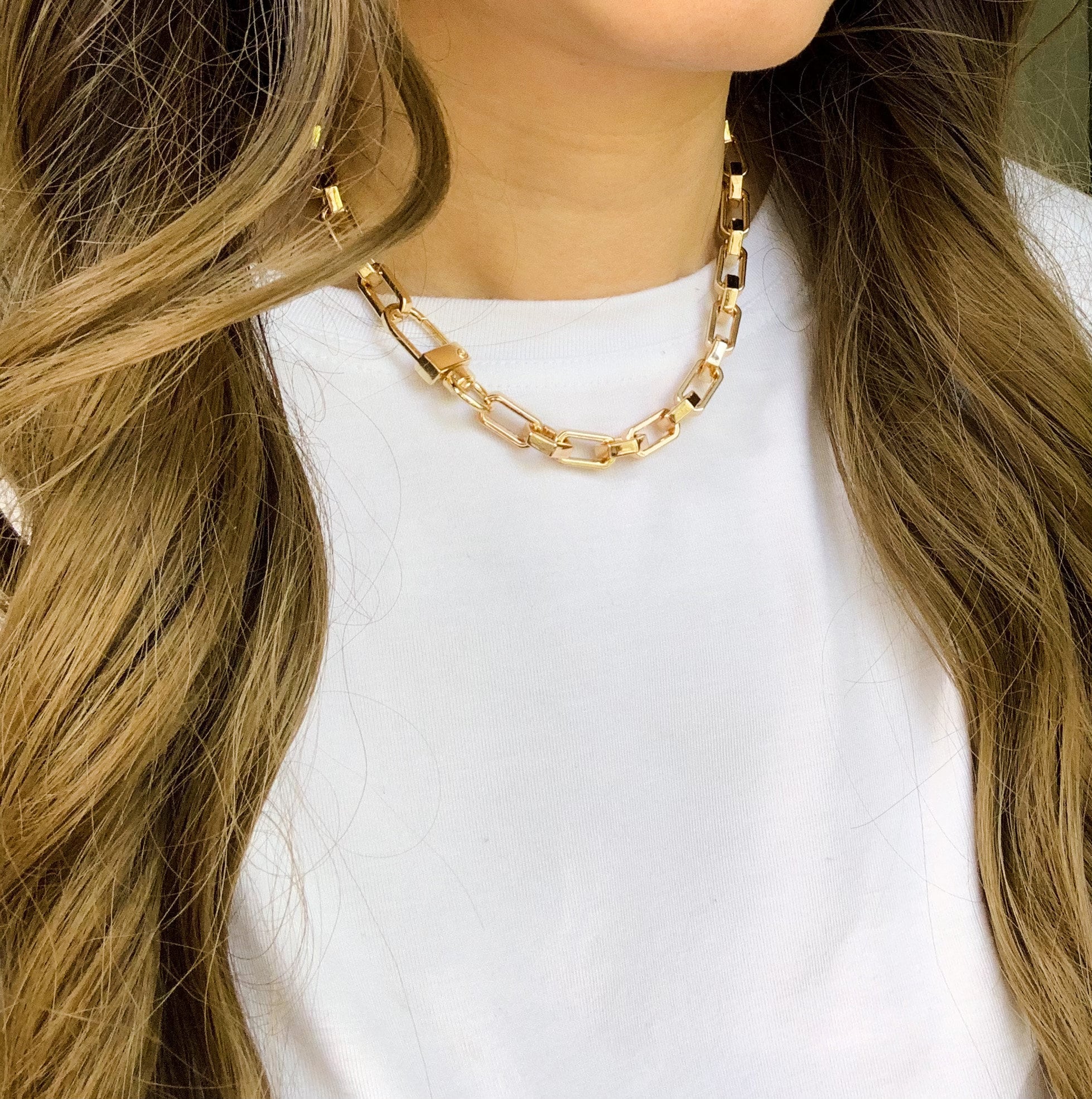 Gold Chunky Chain Necklace, Oversized Link Chain, Thick Gold Chain ...