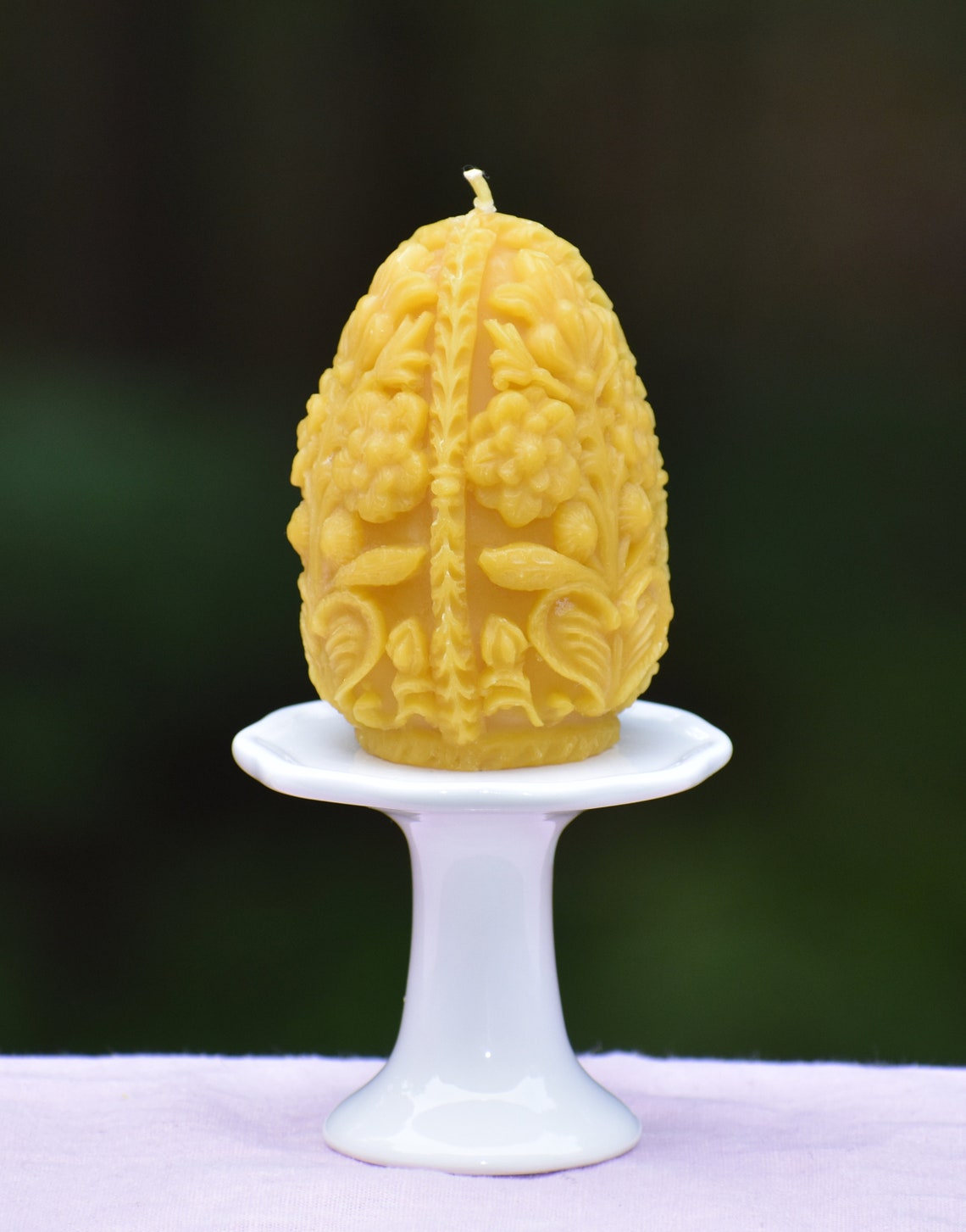 Victorian Egg Candle 100 Pure Beeswax Vintage Unscented Natural Long