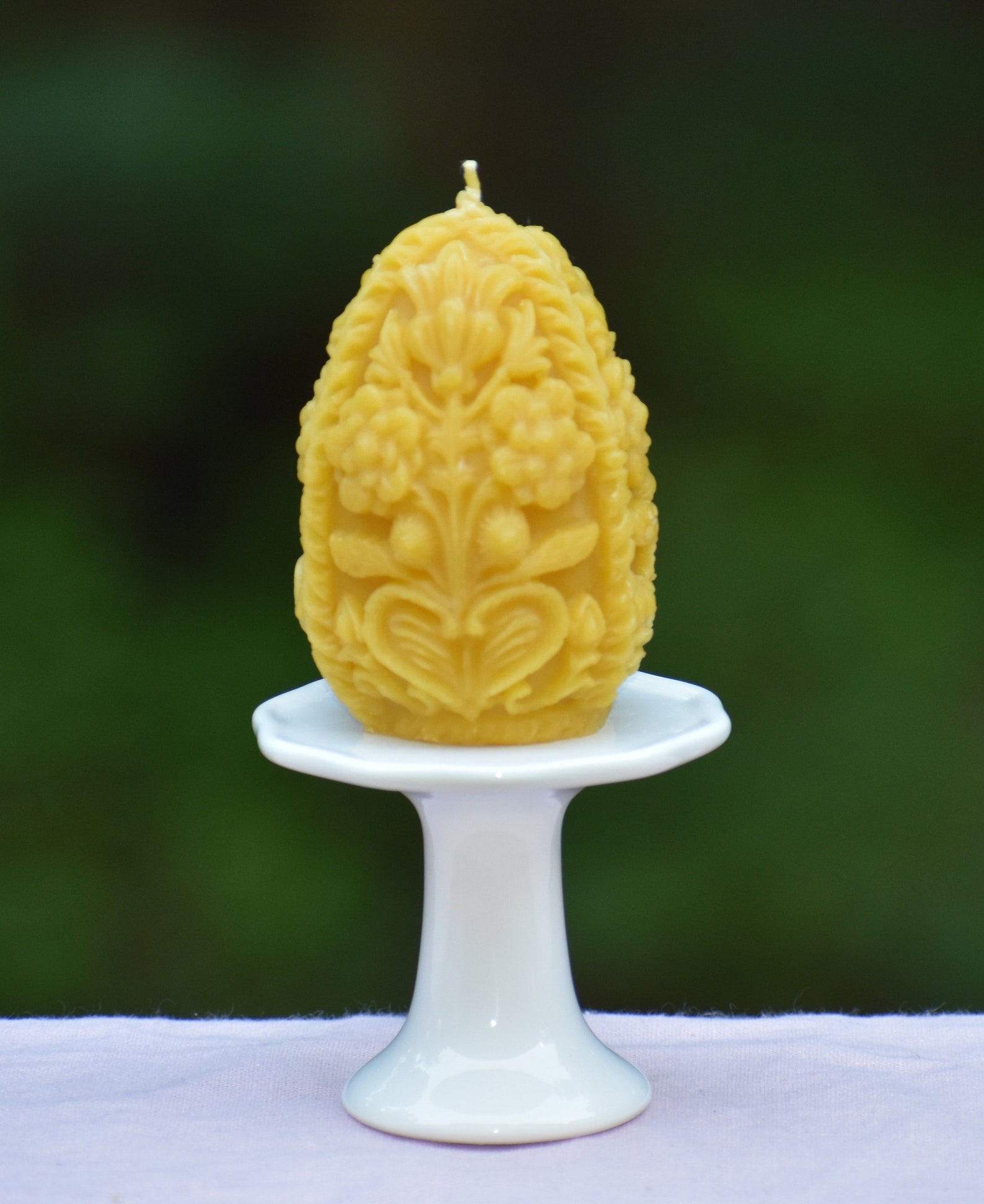 Victorian Egg Candle 100 Pure Beeswax Vintage Unscented Natural Long