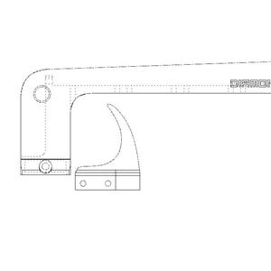 May include: Line drawing of a metal bracket with the text "DIAMOND DESIGNS". The bracket has a curved handle and a hook-like extension. It features several circular and rectangular cutouts.