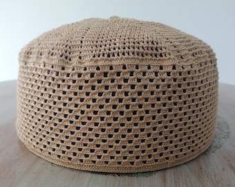 Casquette kufi au crochet - Casquette tricotée à la main, chapeau tête de mort dense, chapeau africain Topi, chapeau kufi pour homme, casquette kufi, casquette tête de mort
