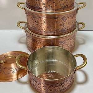 Handmade Carved Engraved Copper Pots,Pots Carved Engraved Traditional Pots Han,Pure Copper Pots, Mother's day gift, Gift to grandma image 3