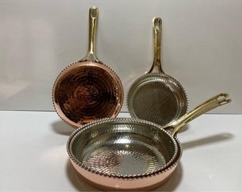 Padella in rame per friggere, padella forgiata a mano, padella Master Cef, padella in rame turca fatta a mano, padella Ceff della mamma