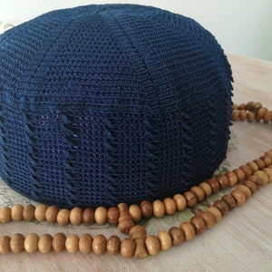 Handcrafted Prayer Cap,Crochet SkullcapKufi - Hand-knitted Skullcap, Dense Skull Hat,Topi African hat,men&#39;s Kufi hat,Kufi cap,Skull cap Hat