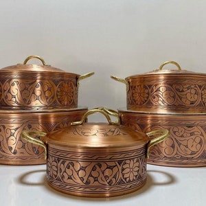 Handmade Carved Engraved Copper Pots,Pots Carved Engraved Traditional Pots Han,Pure Copper Pots, Mother's day gift, Gift to grandma image 2