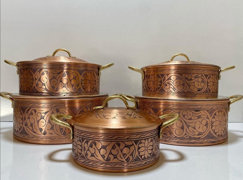 Handmade Carved Engraved Copper Pots,Pots Carved Engraved Traditional Pots Han,Pure Copper Pots, Mother's day gift, Gift to grandma image 2