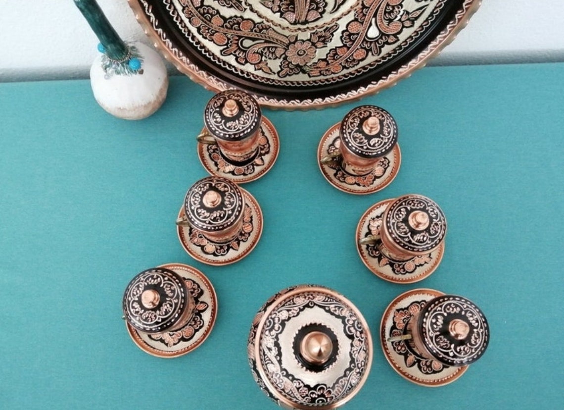 Handmade Copper Tea Set Tea SetTurkish Tea SetLuxury Etsy