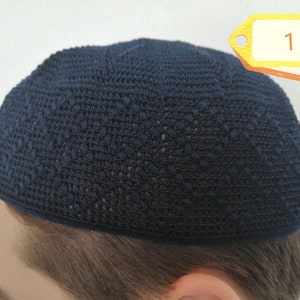 Handcrafted Prayer Cap, Patterned Crochet Skullcap, Islamic hat, Prayer Hat, Kufi - Hand-knitted Skullcap, &quot;Father&#39;s Day&quot; gift
