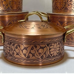 Handmade Carved Engraved Copper Pots,Pots Carved Engraved Traditional Pots Han,Pure Copper Pots, Mother&#39;s day gift, Gift to grandma
